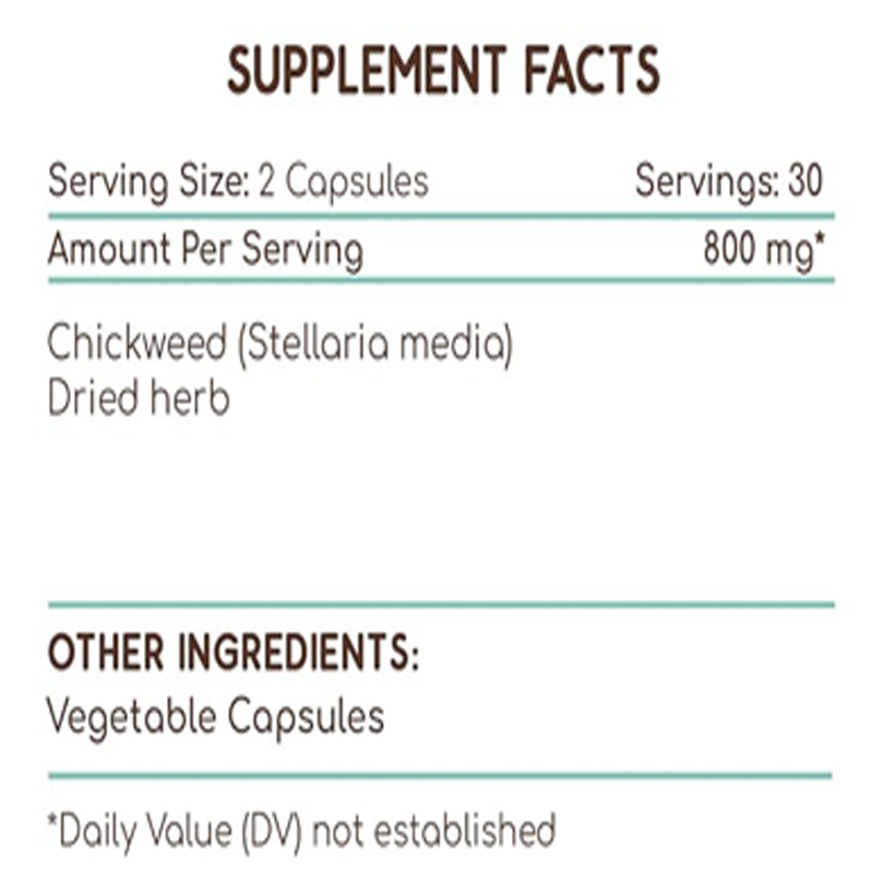 Chickweed 60 Capsules, 800 Mg, - Dried Herbs recension och pris