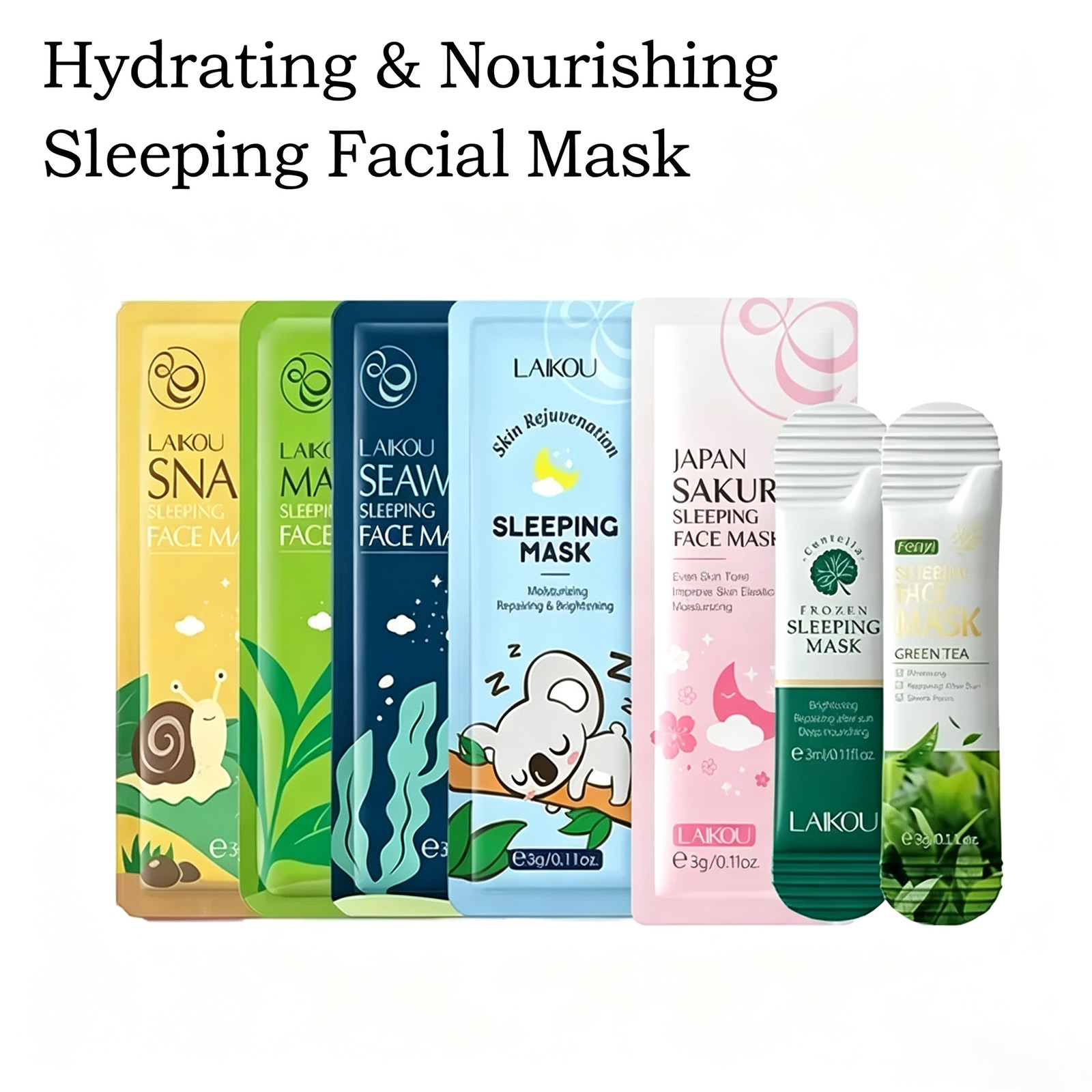 LAIKOU 7PCS Sleeping Facial Ma - Chamomile Tea recension och pris